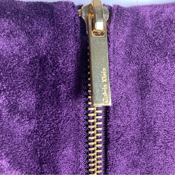 Calvin Klein faux suede / leather dress sheath work office purple size 6 - Picture 10 of 11